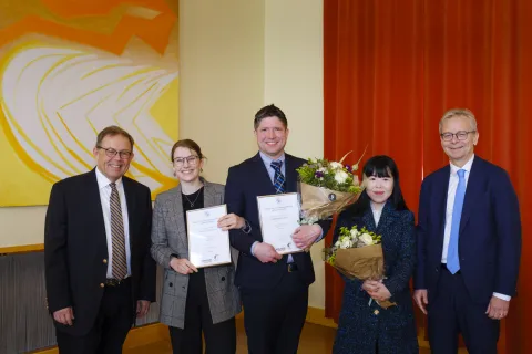 UI Science and Innovation Prize, Kristinn Andersen, Salvör Rafnsdóttir, Hans Tómas Björnsson, Kijin Jang and Jón Atli Benediktsson.