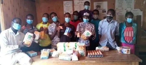 Students with supplies bought with SmileyCoins