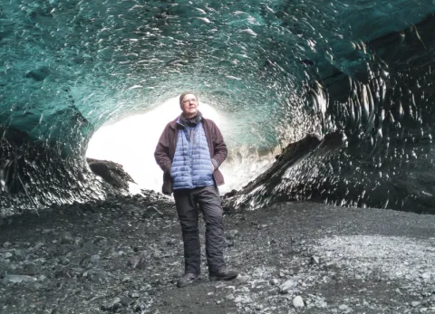 Dr. Þorvarður Árnason in an ice cave