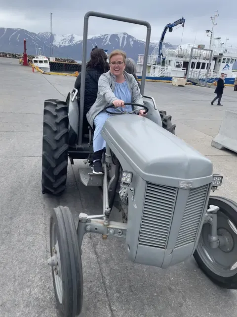 Rector on a tractor