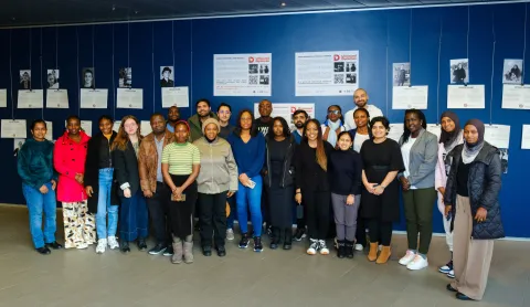 Students in the GRÓ GEST programme 2026 at he exhibition opening..