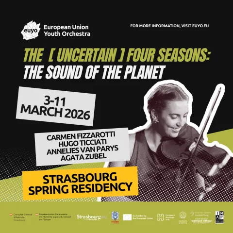A poster for the premiere of the new composition in Strasbourg.
