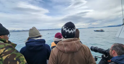 Students of Marianne Rasmussen's out at sea.