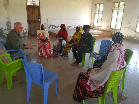 Jón Geir conducting an interview in Tanzania.