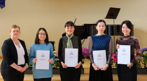 Grant recipients with the Rector of UI, Silja Bára R. Ómarsdóttir