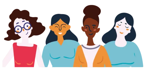 Drawing of four women