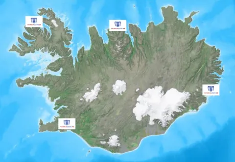 Map of Iceland showing the stops of the UI Knowledge train in 2019