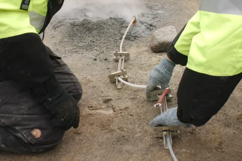 Researching at Geothermal area