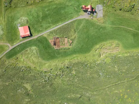 Aerial view of Hofstaðir