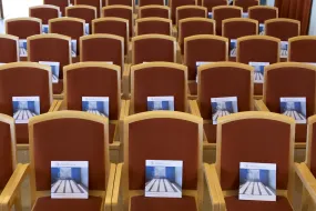 Empty chairs in Ceremonial hall, University of Iceland, main building