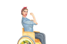 Strong woman in a wheelchair. Artwork by Jana Birta and Alda Lilja. 