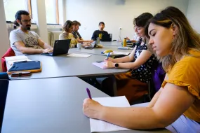 Doctoral students in a workshop