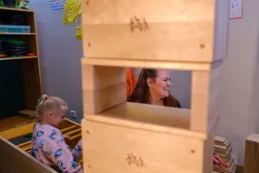 Playground a child and a woman playing together.