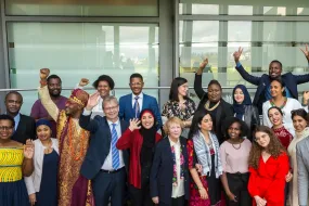 Jón Atli Benediktsson and Vigdís Finnbogadóttir with students in the GEST-programme