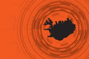 Iceland in the middle of variable sizes of circles