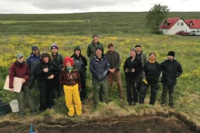 Students and teachers at the archaeological field school