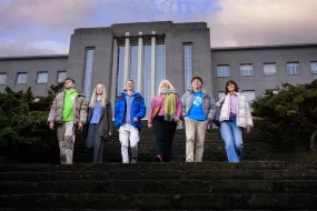 Students in front of Main Building
