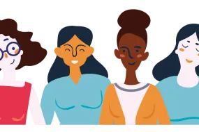 Drawing of four women