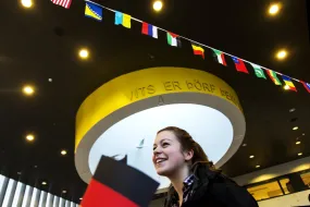 Student at international days at university centre