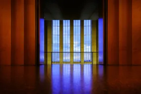 Front windows in University of Iceland main building, seen from the ceremonial hall