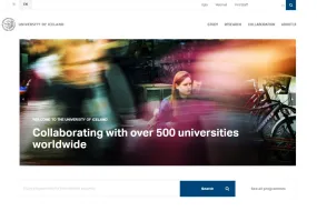 Screenshot of University's new english web page, 23 March 2018.