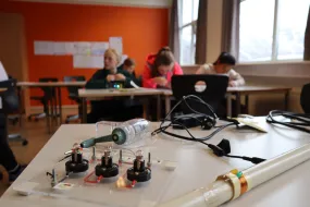 Students at the Knowledge train