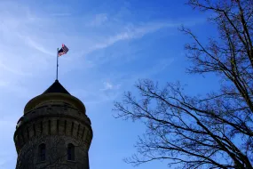 Minnesota, US flag on top of a building