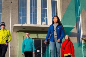 Aurora students outsite University of Iceland Main building