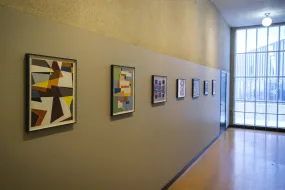 Artworks on a wall in University of Iceland main building