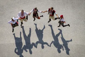 People dancing outside of Veröld, House of Vigdís