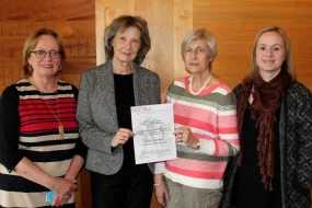 Inga Þórsdóttir, Dean of School, Þórdís Kristmundsdóttir, committee chair, Helga M. Ögmundsdóttir, former committee chair, and Ása Vala Þórisdóttir, Research Director.