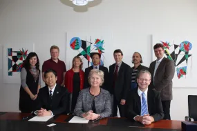 A committee of four from the Tianjin University came to Iceland and visited the University of Iceland to get acquainted with university operations.