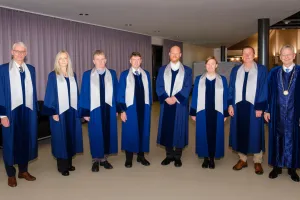 Rector and deans of Schools dressed up for Doctoral graduation ceremony. 