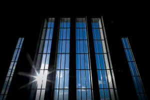 Front windows in University of Iceland main building