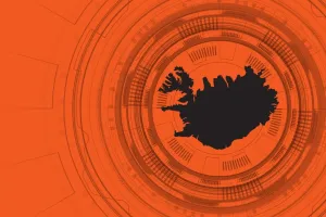 Iceland in the middle of variable sizes of circles
