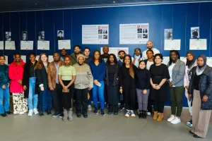Students in the GRÓ GEST programme 2026 at he exhibition opening..