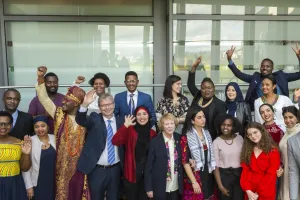 Students in the UNU-GEST programme along with Jón Atli Benediktsson and Vigdís Finnbogadóttir