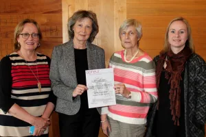 Inga Þórsdóttir, Dean of School, Þórdís Kristmundsdóttir, committee chair, Helga M. Ögmundsdóttir, former committee chair, and Ása Vala Þórisdóttir, Research Director.