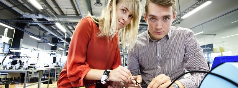 Students testing equipment