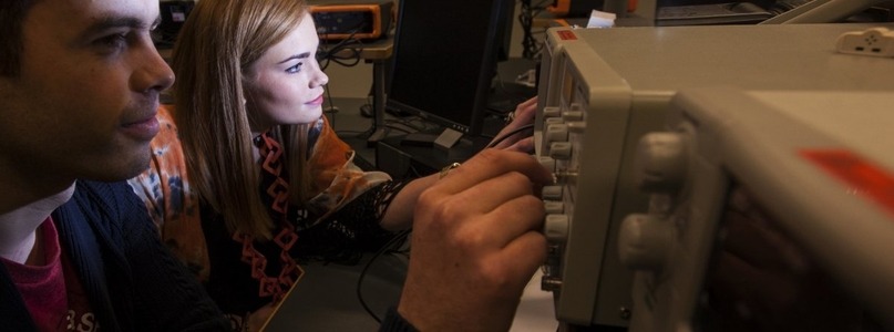 Students testing equipment